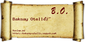 Baksay Otelló névjegykártya